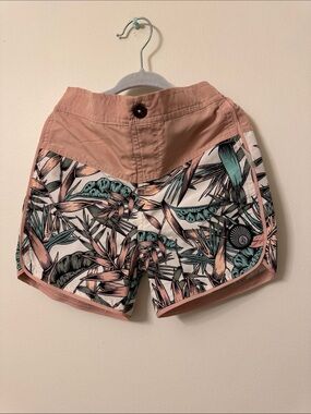 Kids Tropical Print Pink Active Shorts